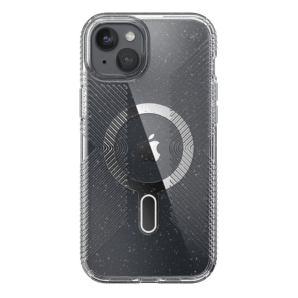 Speck - Presidio Lux Grip ClickLock Case with MagSafe for Apple iPhone 15 Plus/14 Plus - Clear/Glitter