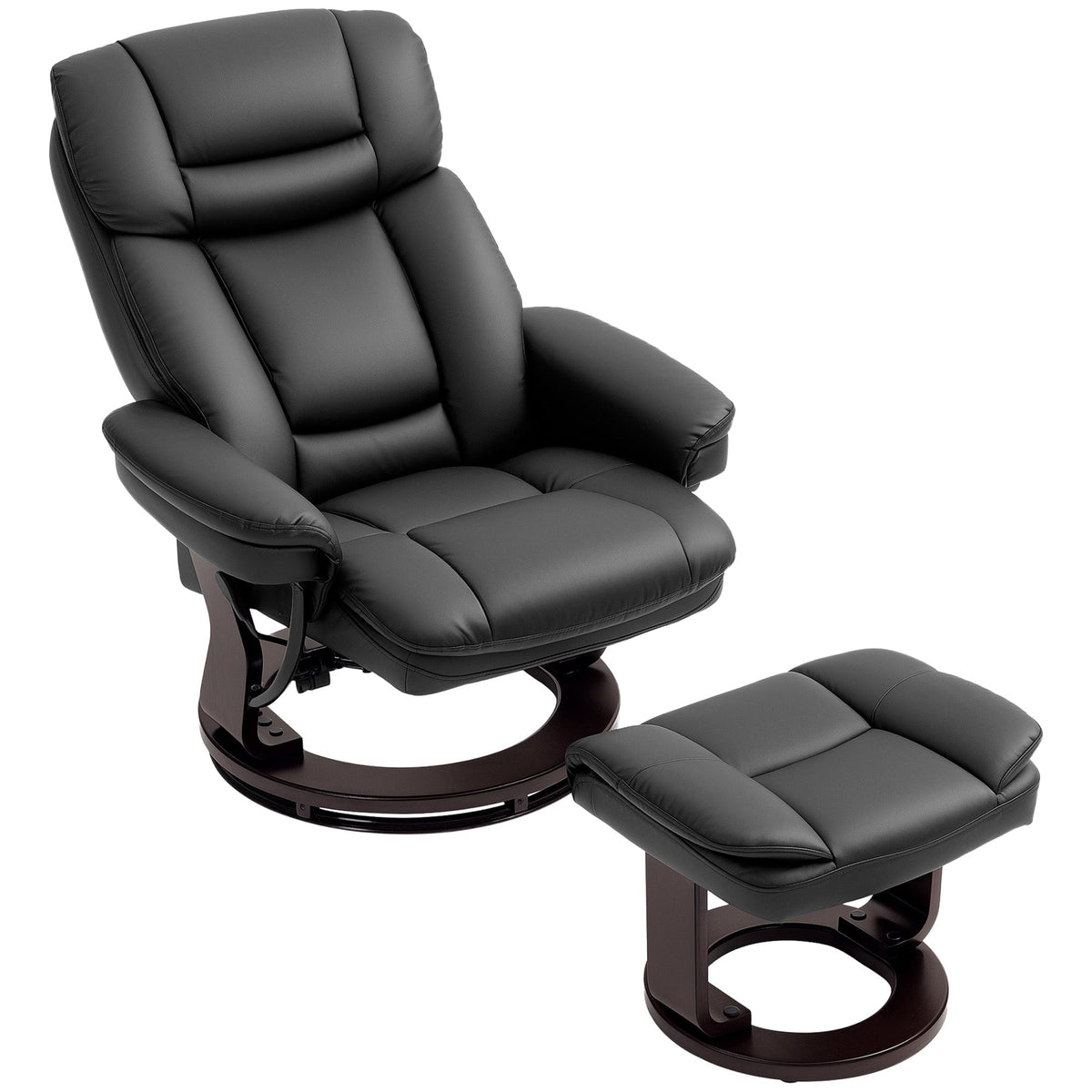 Homcom - Recliner with Ottoman, PU Leather Reclining Chair with Footrest, for Living Room - Black