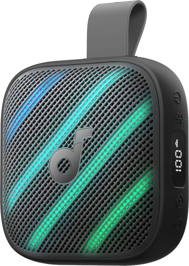 Front. Soundcore - by Anker Boom Go 3i IP68 Waterproof 15W Bluetooth 6.0 Speaker, 24H Playtime, BassUp 2.0, Emergency Power Bank - Black.