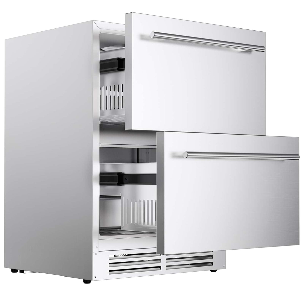 Coolake - 24″ 5.3 Cu.ft Undercounter Outdoor Drawer Refrigerator for Patio, Built-in or Freestanding - Stainless Steel