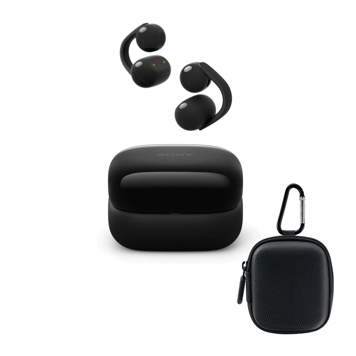 Bundle - Sony - LinkBuds Clip Open-Ear Truly Wireless Earbuds with Case (Black)