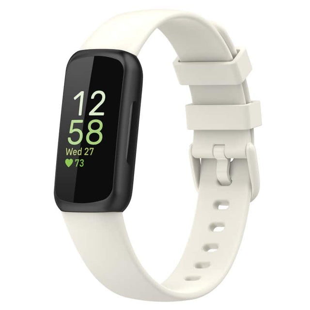Front. StrapsCo - Active Band Silicone Rubber Watch Strap For Fitbit Inspire 3 (Short-Medium) - Apricot.