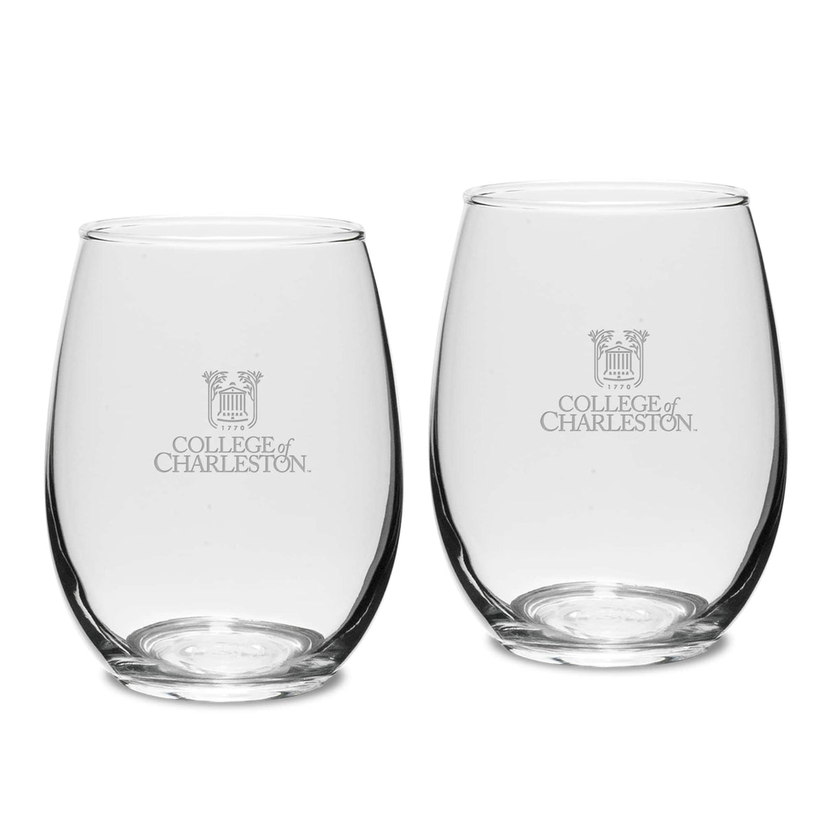 Jardine - Charleston Cougars 15oz. 2-Piece Stemless Wine Glass Set - Multicolor