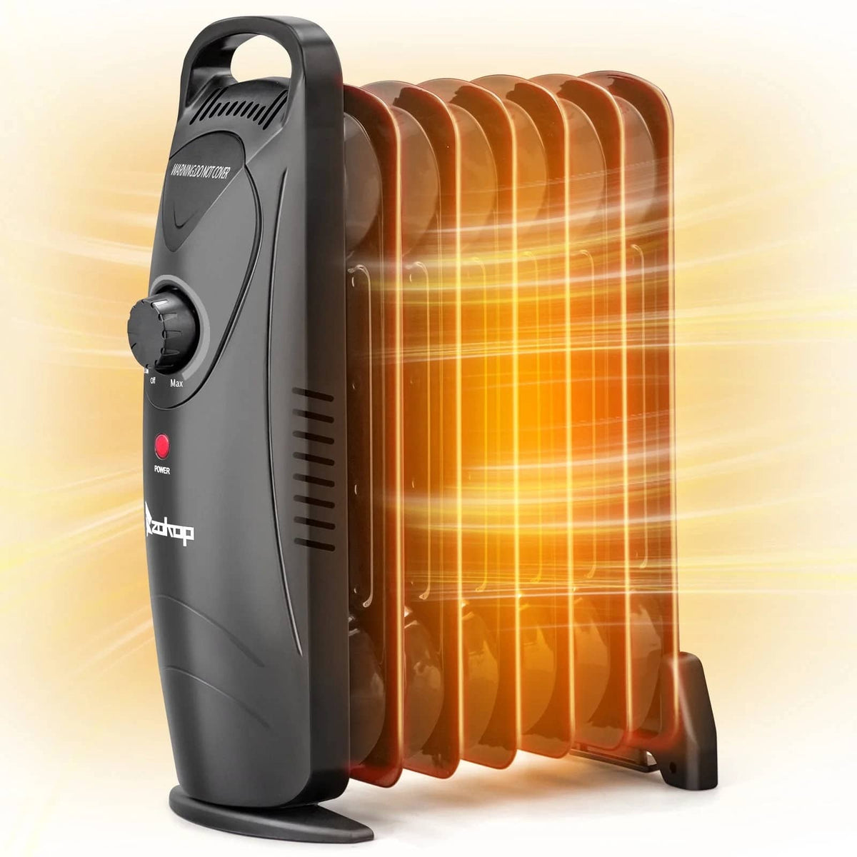 Winado - Oil Filled Radiator Heater, 600W Portable Electric Space Heater with Adjustable Thermostat, Overheat Tip-Over Protection - Black