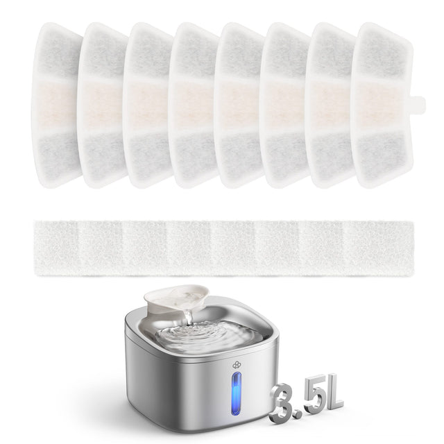 Front. Oneisall - 3.5L Corded Pet Water Fountain Filter Replacement 8Pcs - white.