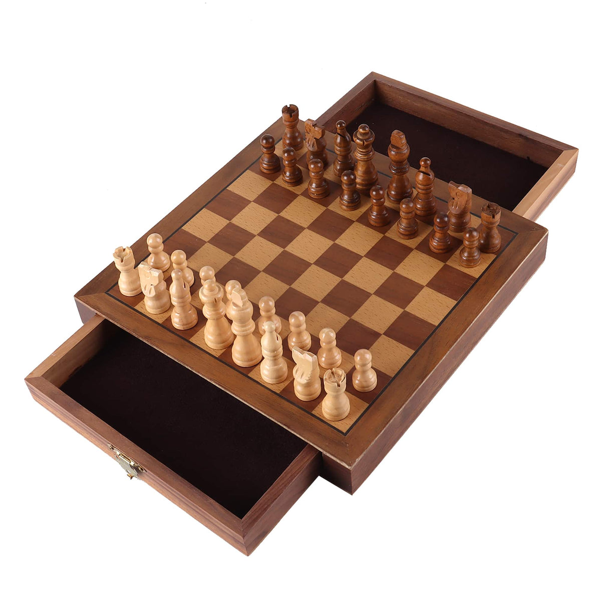 GSE Games & Sports Expert - 10" Magnetic Chess Set, Wooden Chess Board Game Set with Drawers, Classic Portable Travel Chess Set