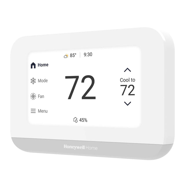 85° 9:30  
Home Mode  
Fan  
Menu  
72  
Cool to 72  
45%  
Honeywell Home