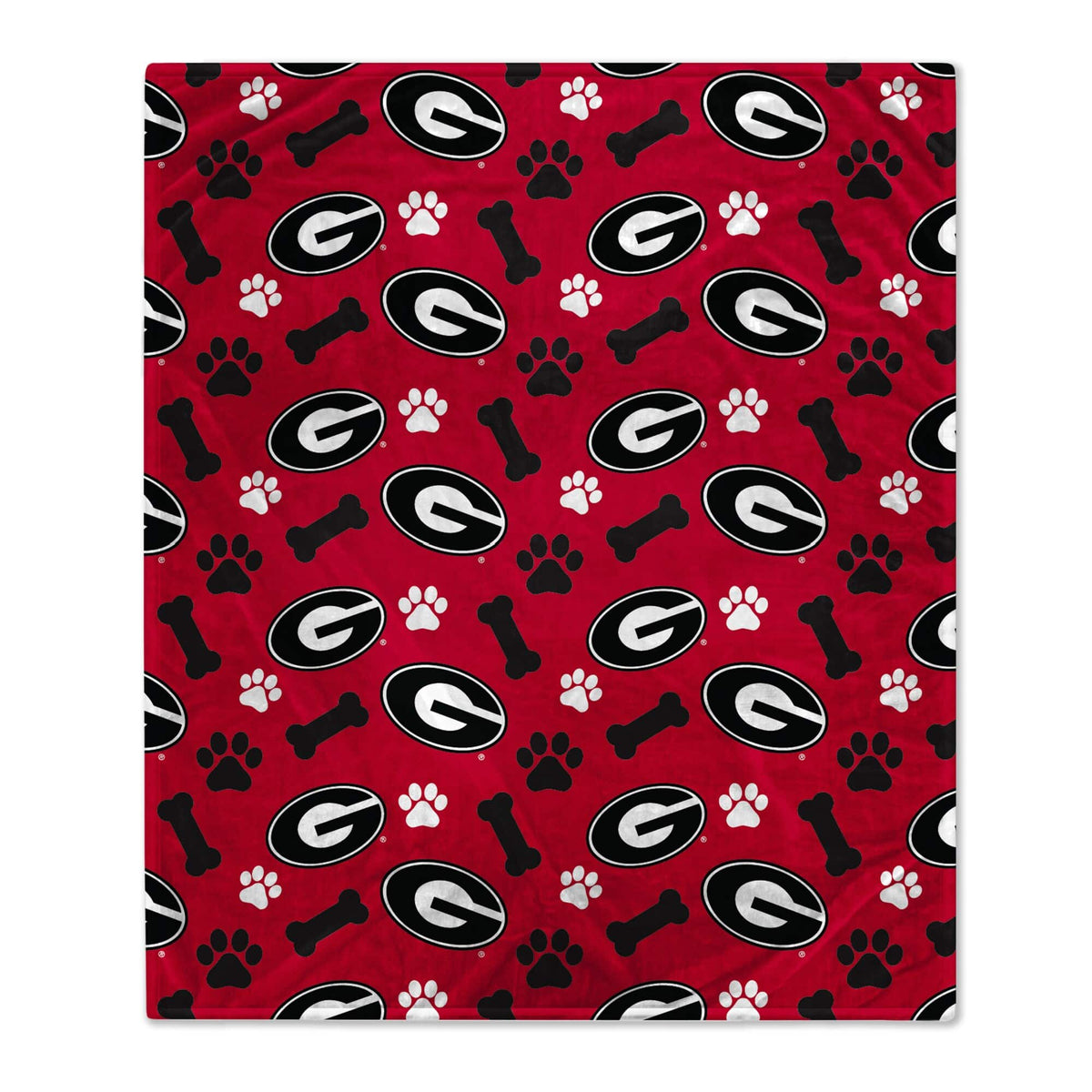 Pegasus - Georgia Bulldogs 40" x 50" Lightweight Bones Flannel Fleece Pet Blanket - Red