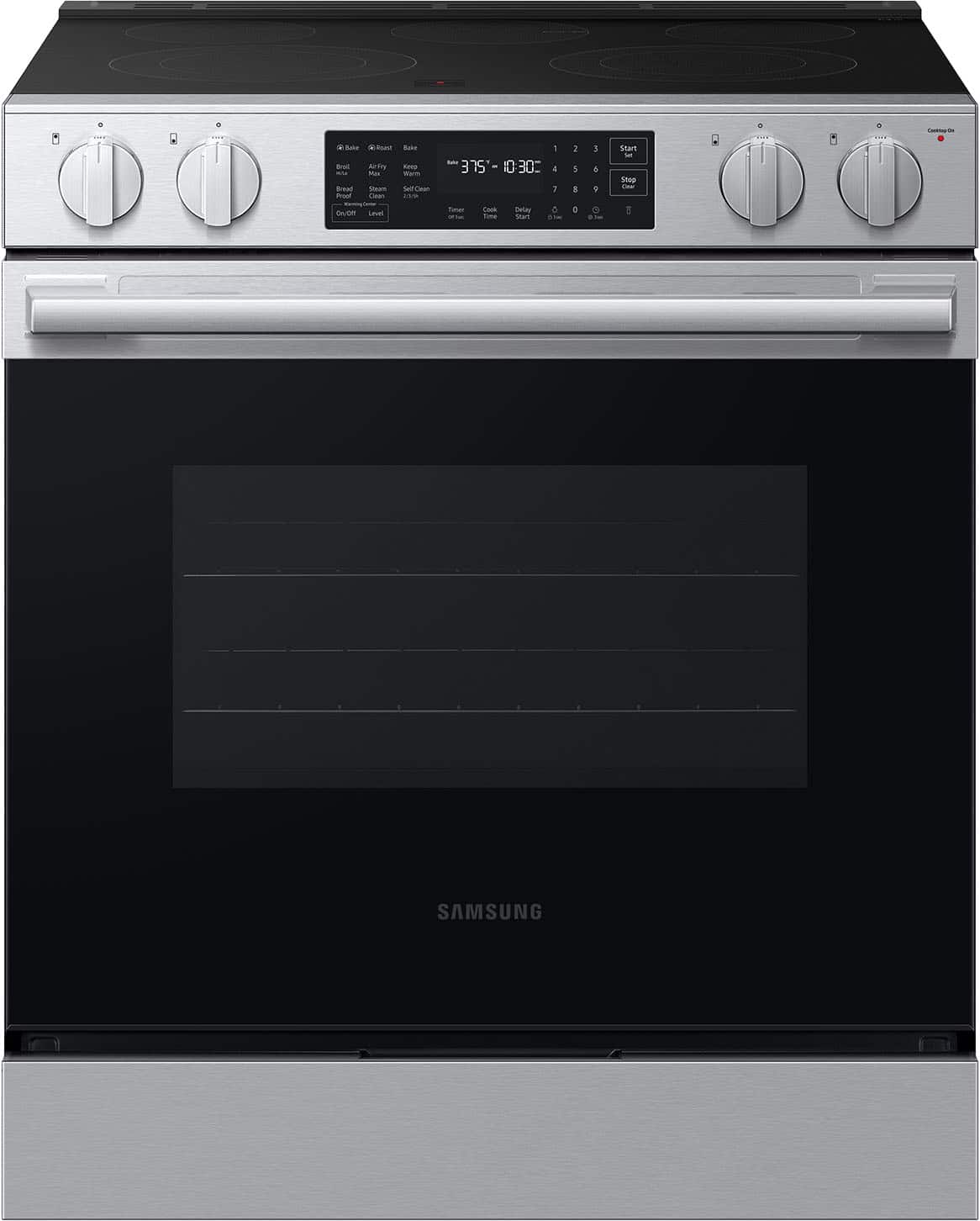Samsung - 30 in. Wide 4 Elements Bespoke 6.3 cu. ft. Smart Slide-In Electric Range with No Preheat Air Fry Max - Stainless Steel