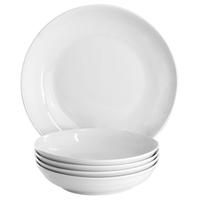 Front. Gibson - Gibson Home Great Essentials 5 Piece Fine Ceramic Serving Bowl and Pasta Bowl Set in White - White.