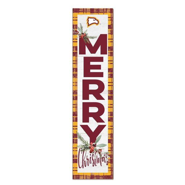 Front. Jardine - Winthrop Eagles 12'' x 48'' Outdoor Merry Christmas Leaner - White.