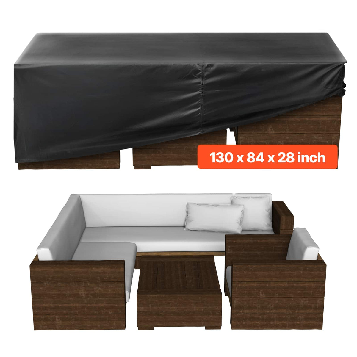 VEVOR - Patio Furniture Cover, 420D Heavy Duty Waterproof Outdoor Dining Table and Chairs Cover - Black