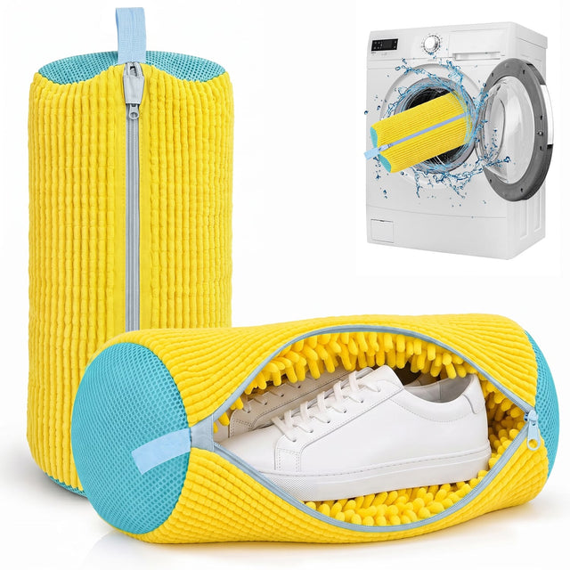 Front. Garnen - 2 Pack Shoe Washing Machine Bag, Sneaker Shoe Laundry Bags for Washer Dryer, Microfiber Washing Bag for Running Shoes - Yellow.