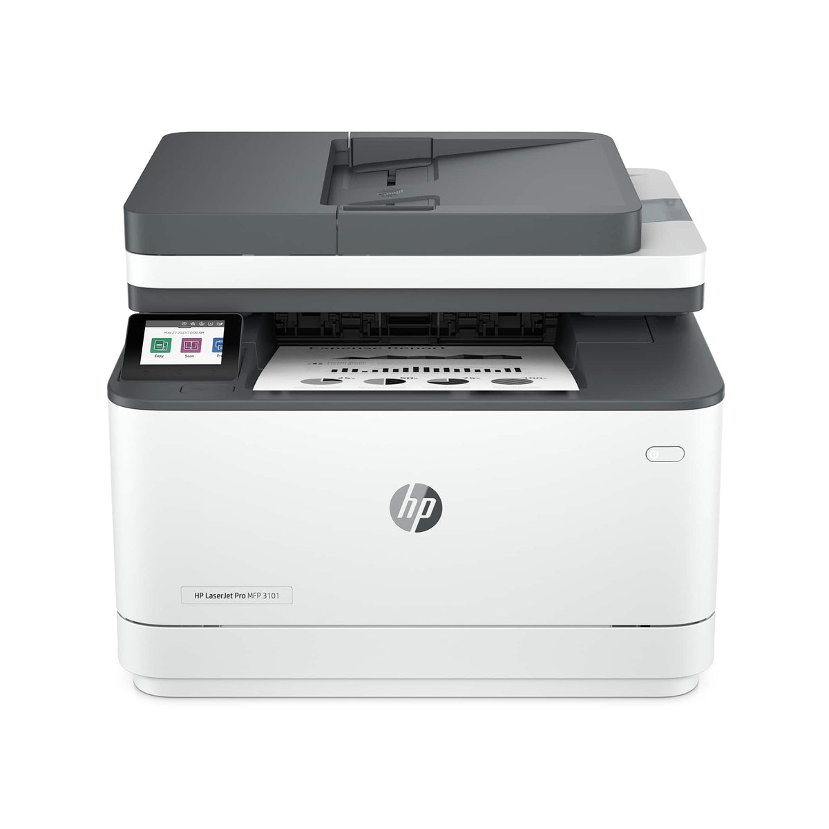 HP - LaserJet Pro MFP 3101sdw Wireless AI-Enabled Black-and-White All-in-One Laser Printer - White