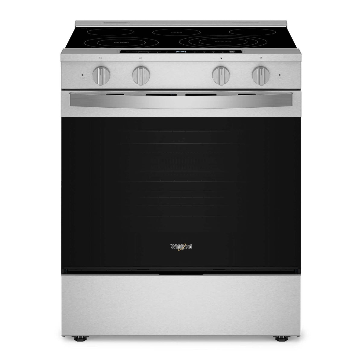 Whirlpool - 30” Wide 5 element 5.3 cu. ft. Smart Slide-In Electric Range-Air Cook Technology, No Preheat Air Fry, WipeClean Coating - Stainless Steel