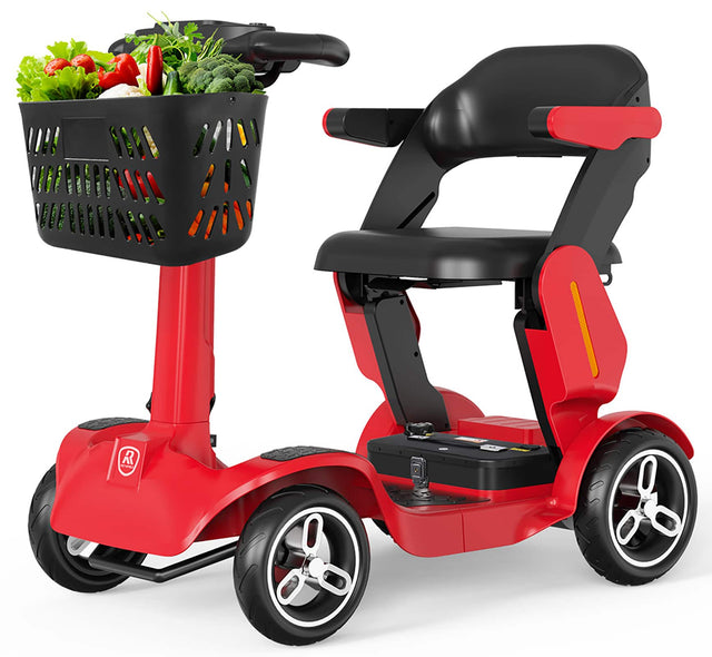 Front. REYWMER - Heavy Duty 4 Wheel Mobility Scooter for Adults & Seniors, Folding Electric Travel Scooter, 35mi Max Long Range, 265LBS - Red.