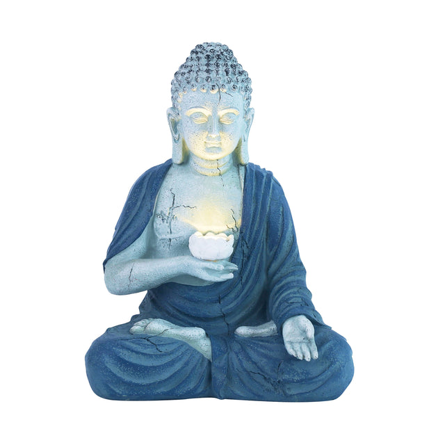 Front. Techko - Outdoor Solar Buddha Lotus Garden Statue with Integrated LED Light.