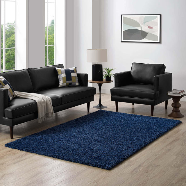 Front. Modway - Enyssa Solid Shag Area Rug - Navy.