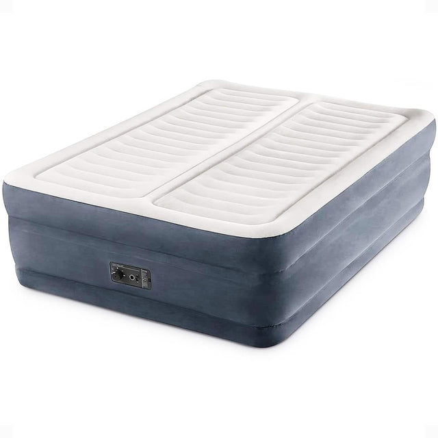 Front. Intex - Intex 64953E Deluxe Dual Zone 22" King Sized Air Mattress with Built In Air Pump - Gray.
