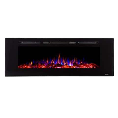 Touchstone Home Products - 60 in. Wall Mounted Recessed Sideline Smart Electric Fireplace 1500W - Black