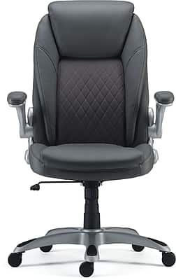 Front. Staples - Staples Sorina Ergonomic Bonded Leather Swivel Executive Chair, Grey (53253) - Grey.