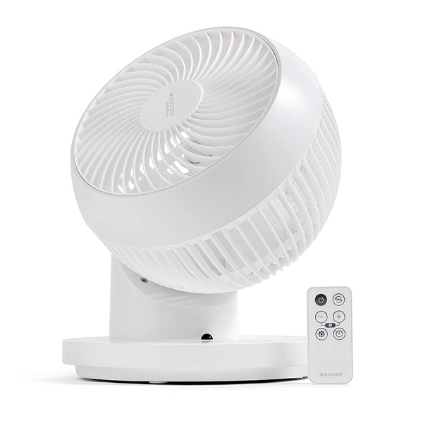 IRIS USA WOOZOO Fan with Remote, 360° Oscillating Fan, Desk Fan - White