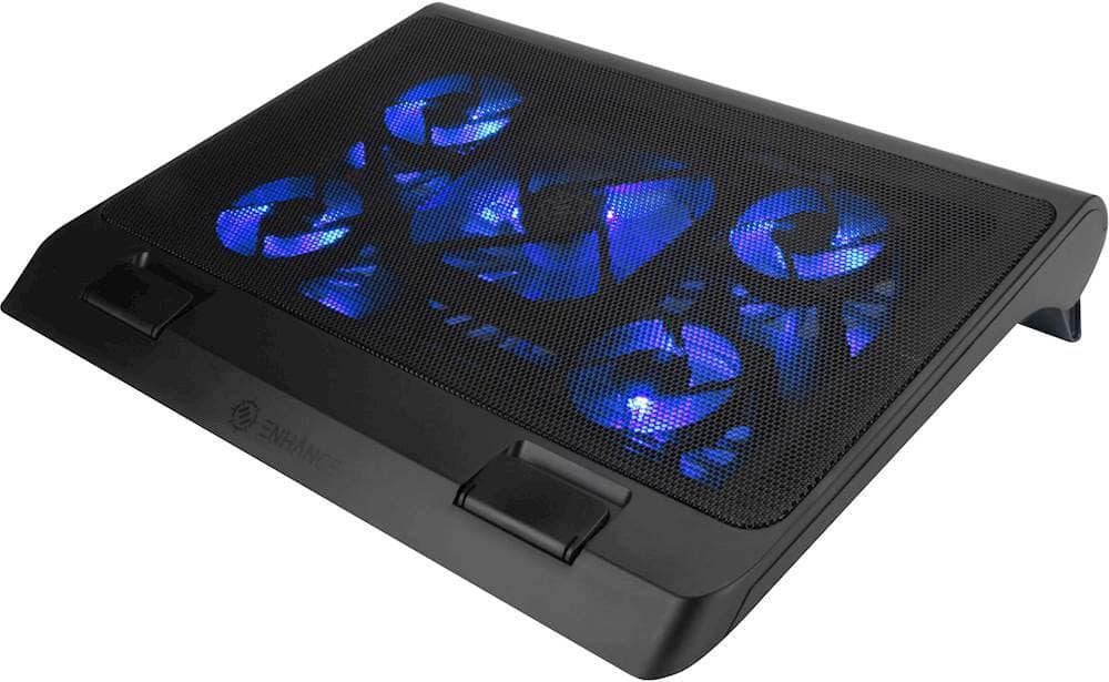 ENHANCE - Laptop Cooling Stand - 1 x 1264 RPM Fan & 4 x 2630 RPM Fans - 3 Adjustable Height Settings - Up to 17" - Blue
