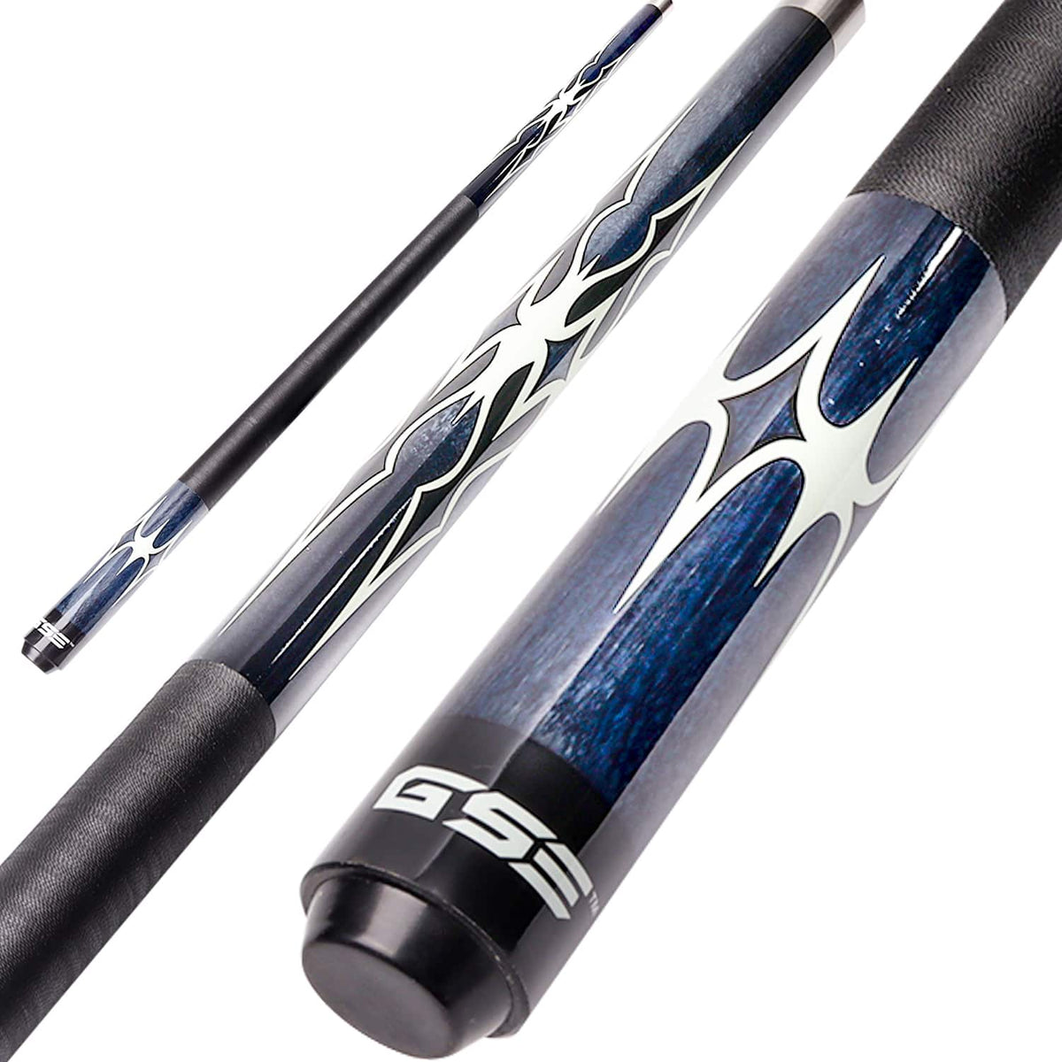 GSE Games & Sports Expert - 58" 2-Piece Canadian Maple Hardwood Billiard Pool Cue Stick for Men/Women - 21oz - Blue