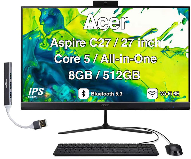 Acer Aspire C27 / 27 inch Core 5 / All-in-One / 8GB / 512GB / IPS Bluetooth 5.3 Wi-Fi 6E SuperCLEAR