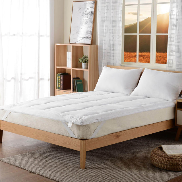 Front. Cheer Collection - Plush Mattress Topper - Twin Size Pillow Top Mattress Pad for Back Pain Relief, Bed Topper with Elastic Anchor Bands - White.