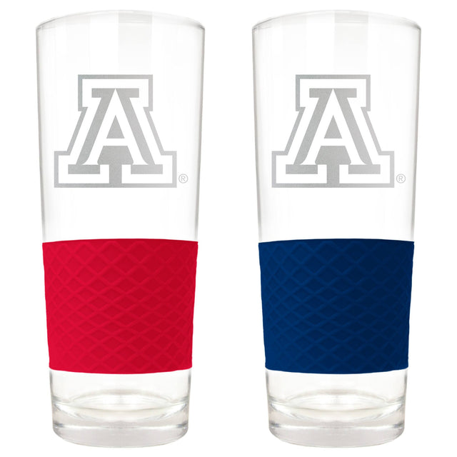 Front. Great American Products - Arizona Wildcats 22oz. Logo Score Pint Glass Two-Piece Set - Multicolor.
