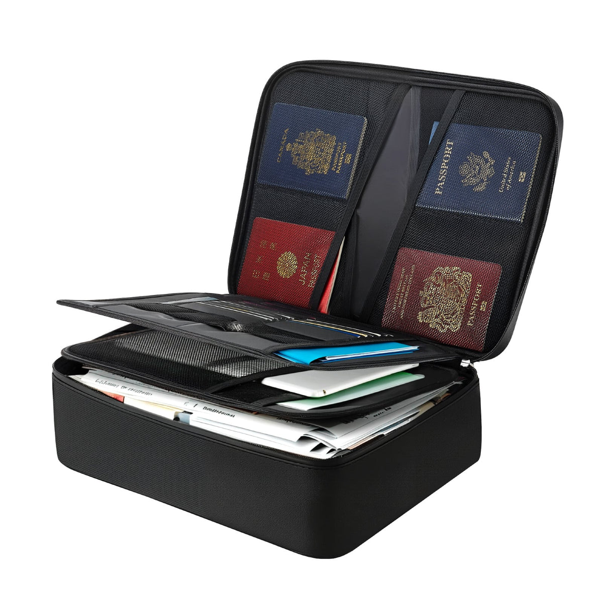 VEVOR - Fireproof Document Box, 1832 ℉ Heat Insulated Fireproof & Waterproof Box with Lock, Portable Multi-Layer Home Office - Black