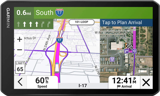 GARMIN NTERSTATE 0.6mi South 17 Rd + actus-Dr Ave INTERSTATE 17  N24th N LIMIT rd-Ave 65 m 60 h Speed 101-LOOP Tap to Plan Arrival S W R 0   N N-27th P 12:41 M X I-17 Arrival