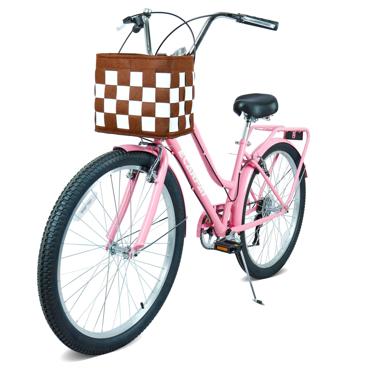 Anysun - 26" 7-Speed City Commuter Bike - Lock & Detachable Basket, Steel Frame, Alloy Wheels & V-Brakes for Urban Riding - Pink