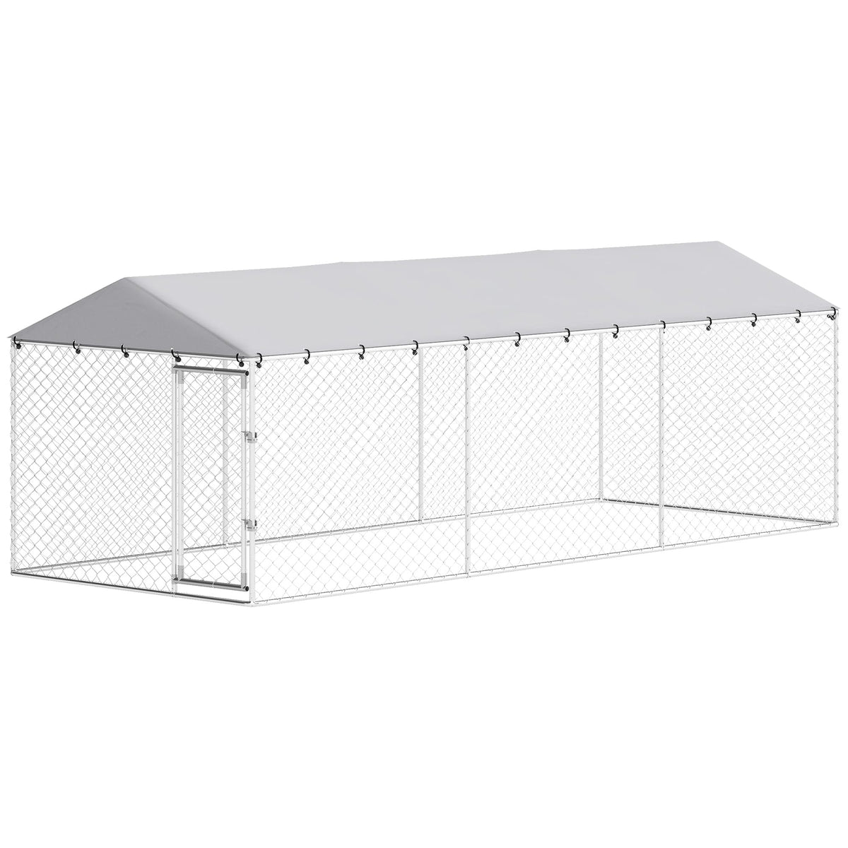 Pawhut - x 7.5' x 6.5' Dog Kennel Outdoor for Small Medium Large Dogs with Waterproof Roof - Silver