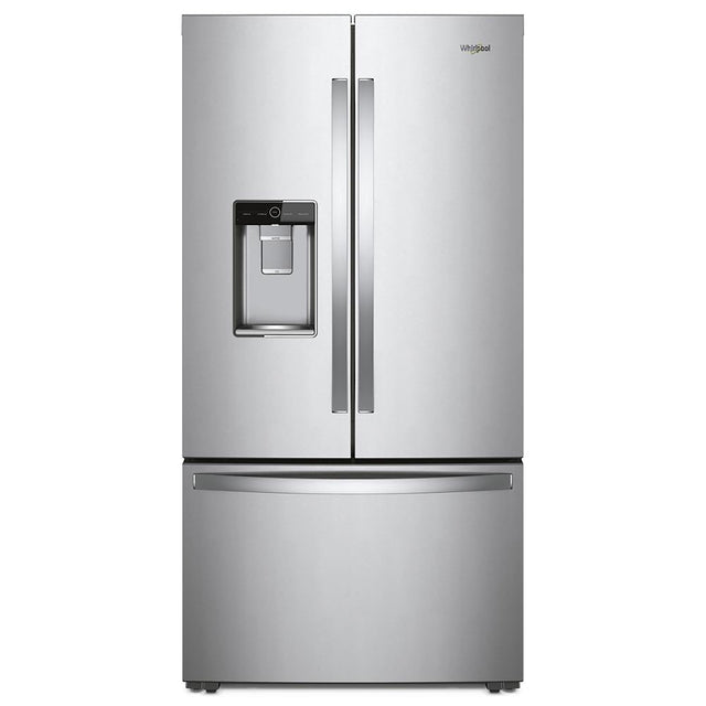 Front. Whirlpool - 36 in. Wide 24 cu. ft. French Door Smart Refrigerator with Auto-Humidity Crispers - Fingerprint Resistant Stainless Steel.