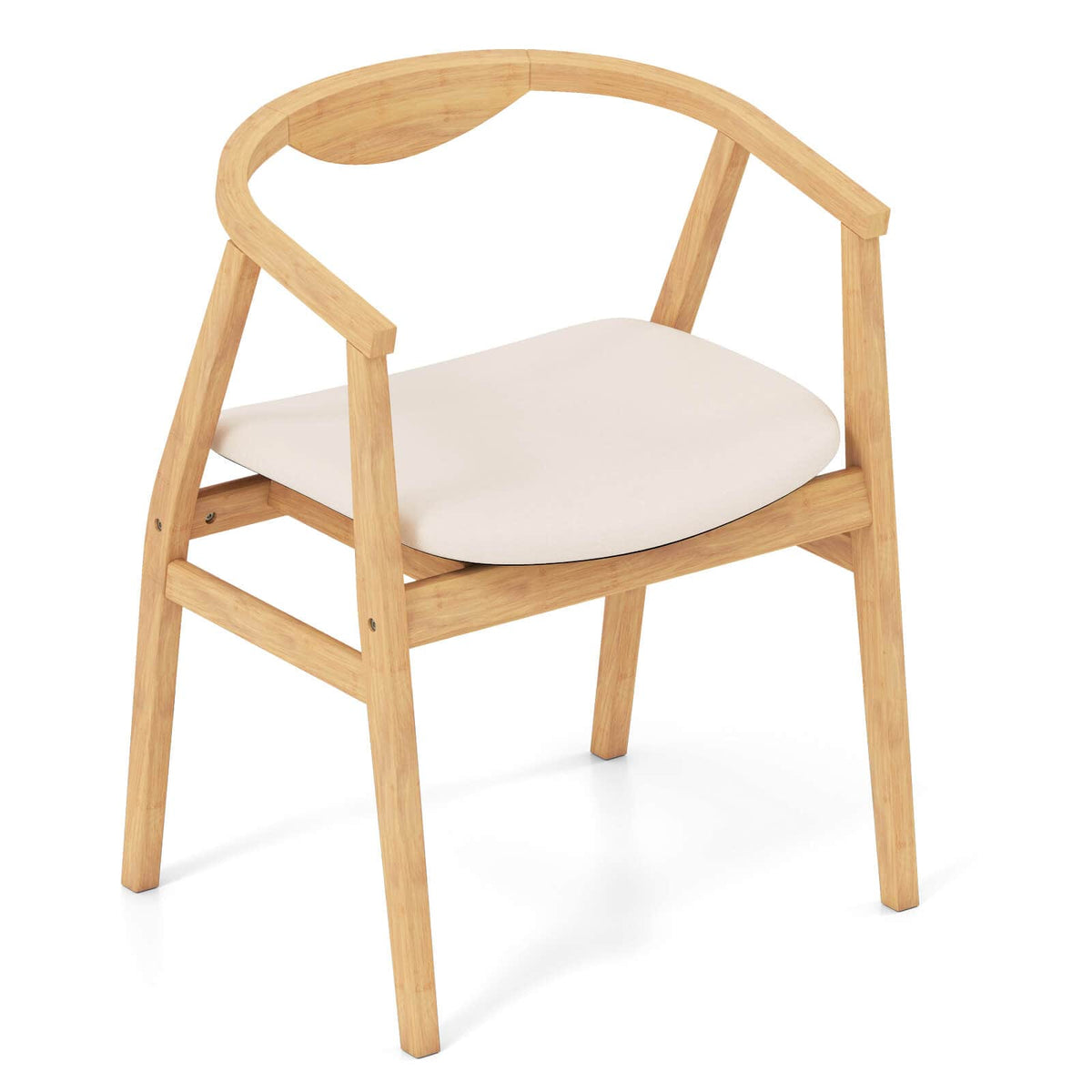 Costway - Bamboo Accent Chair Modern Bamboo Armchair Upholstered Leisure Chair Living Room - Natural