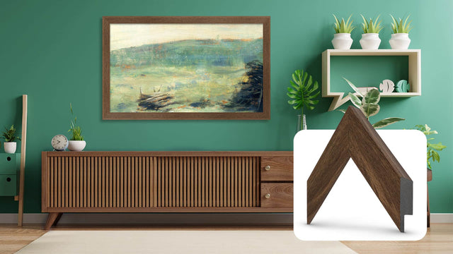 Front. Deco TV Frames - 55" Slim Bezel for Samsung The Frame TV - Museum Walnut.
