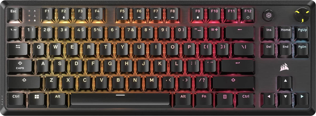 CORSAIR - K70 CORE TKL Compact Wired RGB Pre-Lubed Linear Mechanical Switches Gaming Keyboard with Sound - Black