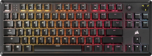 The image shows a close-up of a colorful keyboard with a rainbow theme. The keys are arranged in rows, and the text on the image is grouped as follows:

1. Esc
2. T
3. F1
4. F2
5. F3
6. F4
7. F5
8. F6
9. H
10. N
11. F7
12. F8
13. F9
14. F10
15. F11
16. F12
17. 1
18. 2
19. 3
20. 4
21. $
22. 5%
23. 6
24. A
25. 7
26. 8
27. 9
28. (
29. )
30. -
31. +
32. Ins
33. Home
34. PgUp
35. Q
36. W
37. E
38. R
39. T
40. Y
41. U
42. I
43. O
44. P
45. [{
46. \
47. Del
48. End
49. PgDn
50. CAPS
51. A
52. S
53. D
54. F
55. G
5