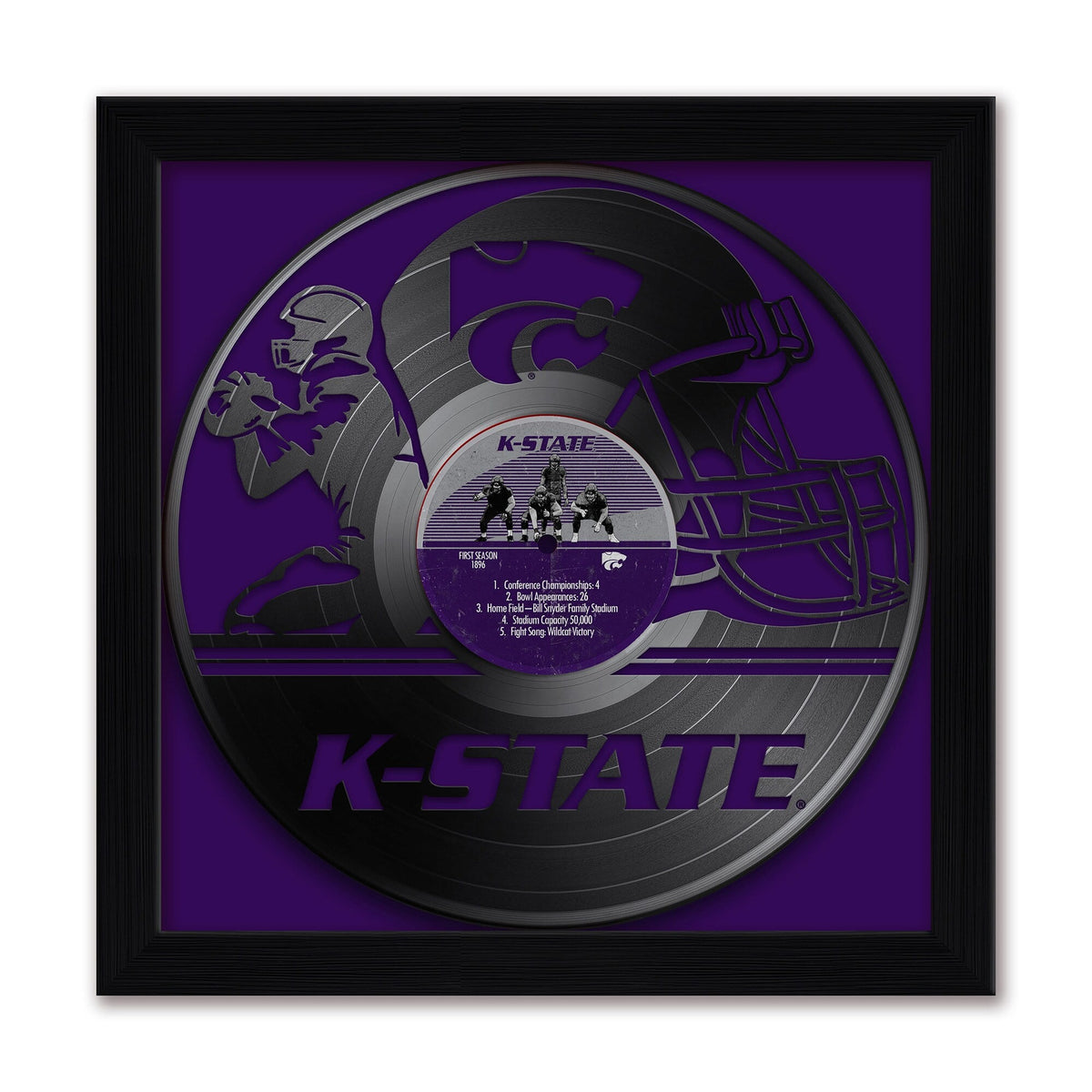 Sporticulture - Kansas State Wildcats Framed 13" x 13" Vinyl Record Art Print - Purple