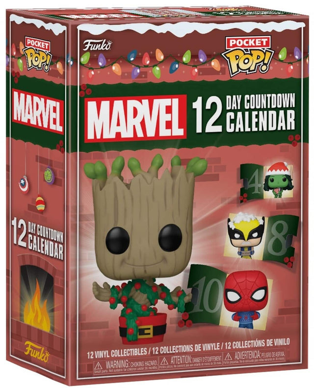 POCKET Funko POCKET POP! POP! DAY COUNTDOWN MARVEL MARVEL 12 CALENDAR 4 12 DAY COURTDOWN CALENDAR 8 10 I 12 COLLECTIONS DE VINILO 12 COLLECTIONS DE VINYLE Funko W VINYL COLLECTIBLES I DE ASFIXIA 12 A ADVERTENCIA: PELIGRO nEsaL ATTENTION: FBEMAO DETOUFFEMENT DE N0O d  to D aoe N HAZARD. ras a 35 NE a poquorias WARNING: CHOKING PERS pdos N DAVEE pu t mE X enaoron under 35 mons Not sutabie T Small parts.