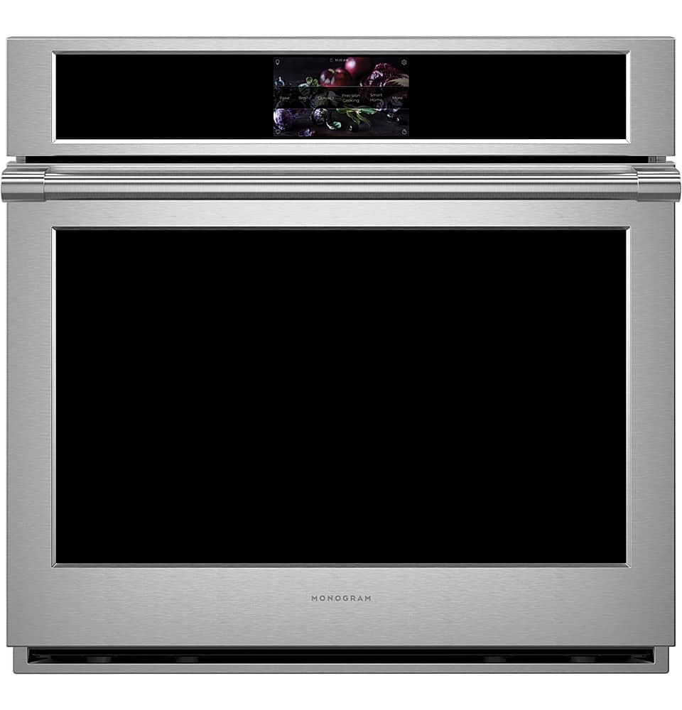 Monogram - Statement 30" Built-In Single Electric Convection Wall Oven with No-Preheat Air Fry and Voice Control - Stainless Steel