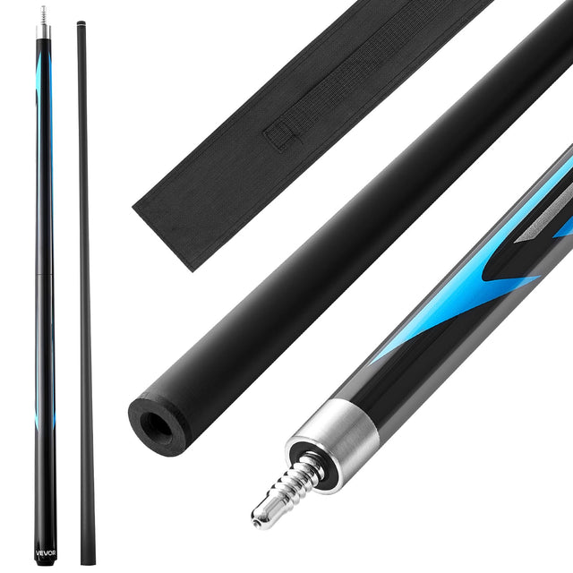 Front. VEVOR - 58-inch Pool Cue, 19.5 oz Jump Break Stick with Carbon Fiber Shaft and Maple Butt, Durable Billiard Cue for Adults - Black.