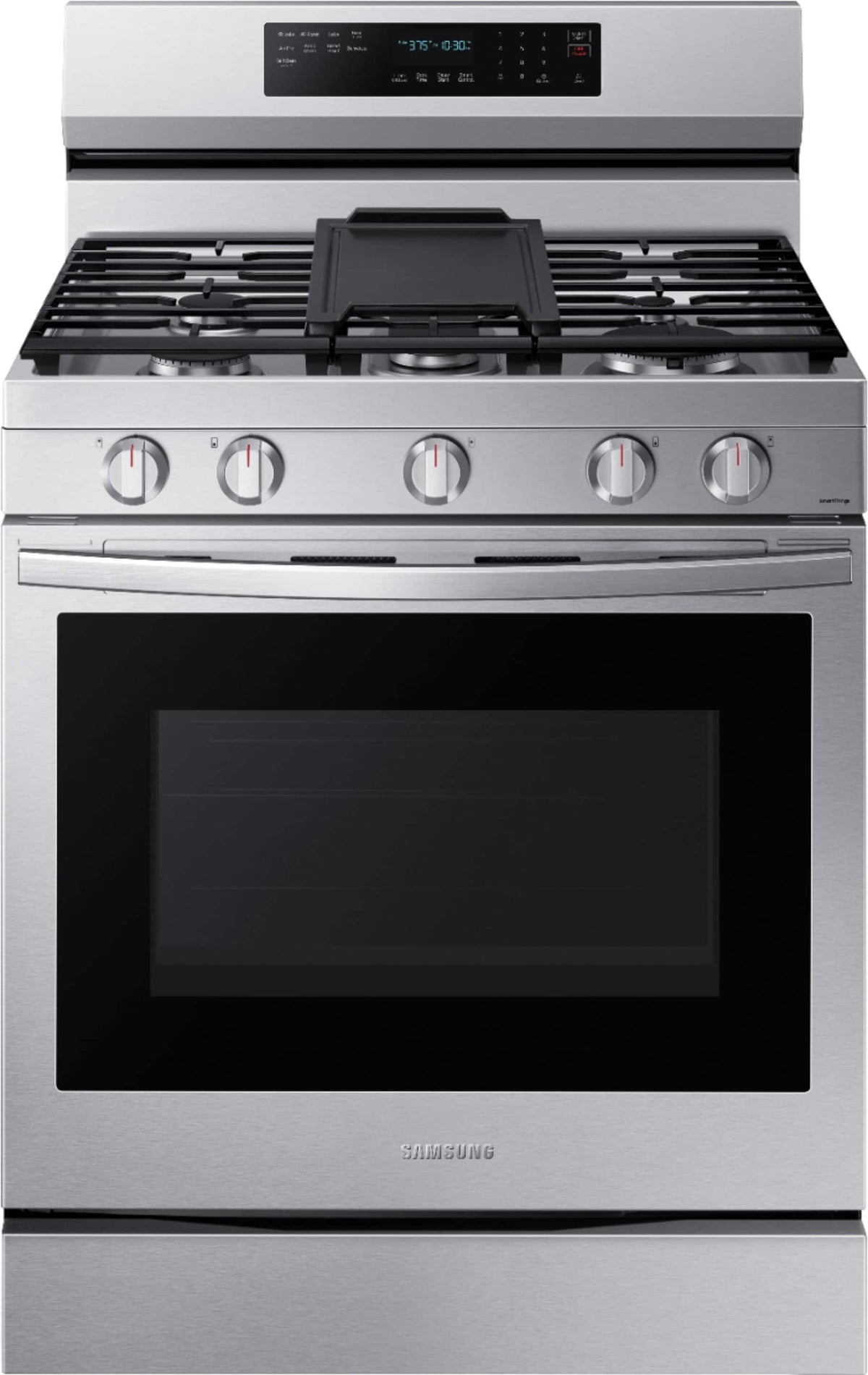 Samsung - 30 in. Wide 5 Burner 6.0 Cu. Ft. Freestanding Gas Convection+ Range with WiFi and No-Preheat Air Fry - Stainless Steel