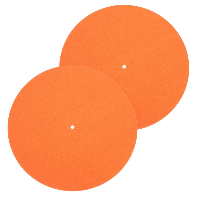 Front. Unique Bargains - 2pcs Record Player Mat, 10 Inch Turntable Mat 3mm Felt Pad for Vinyl Record - Orange.