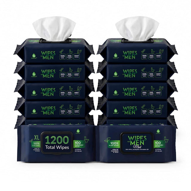 WIPES FOR MEN  
100% PLANT BASED  
100% RECYCLABLE  
MINT  
XL  
1200 Total Wipes  
100% PLANT BASED  
100% RECYCLABLE  
MINT  
With Mint, Eucalyptus & Citrus Oil  
FREE OF PARABENS & DYES