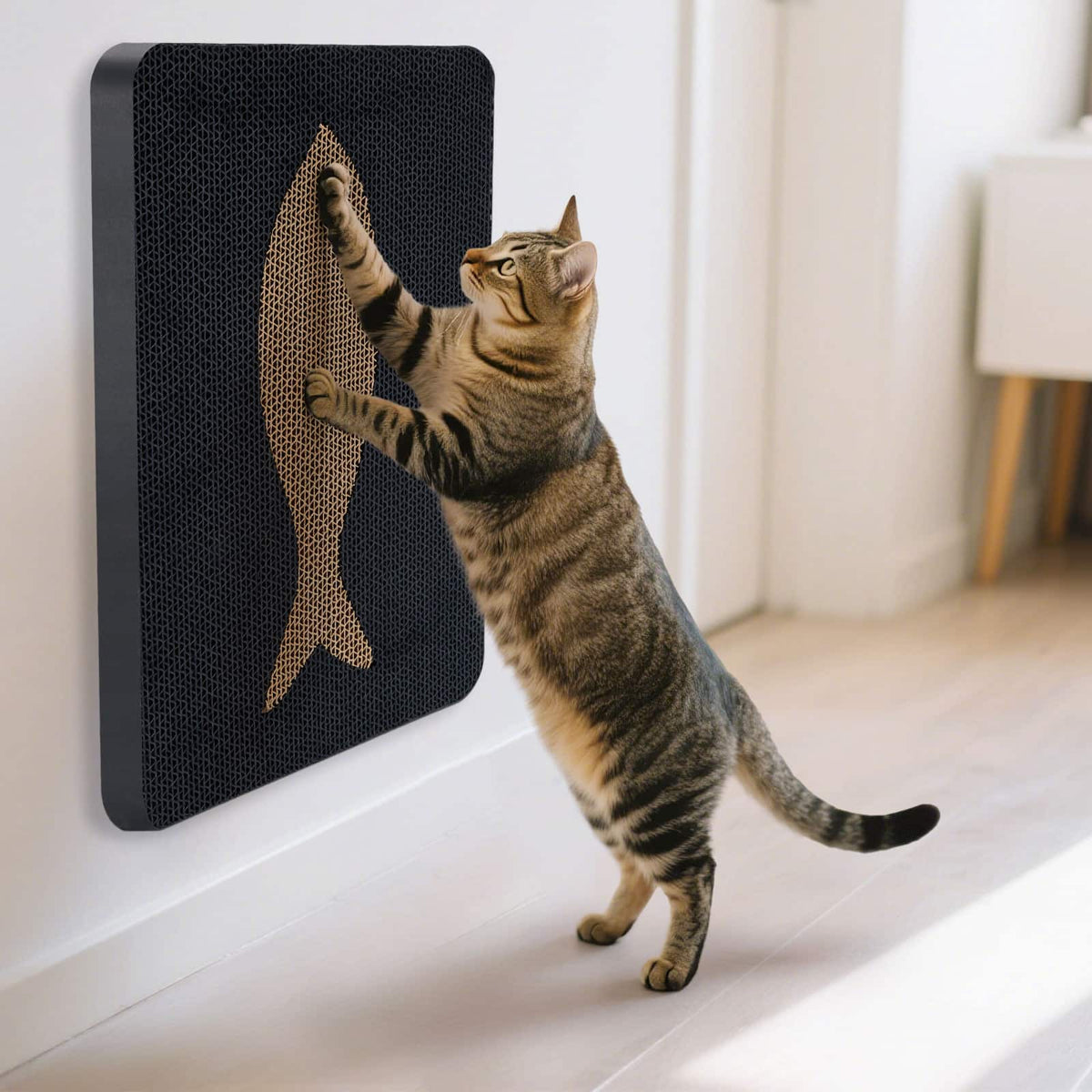 Ownpets - Wall-Mounted Cat Scratcher Vertical Cat Scratch Pad - Black