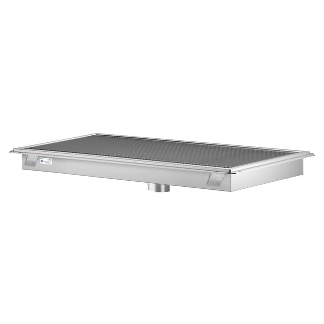 Front. Koolmore - 24" x 48" Stainless Steel Floor Trough Drain, 14-Gauge with Subway-Style Grating & Removable Drain Basket, NSF Listed - Stainless-Steel.