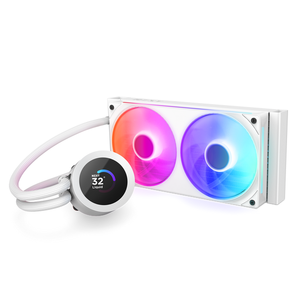NZXT - Kraken Plus RGB 240mm Radiator CPU Liquid Cooler (1 x F240 RGB Core single-frame fan) with 1.54" Square LCD - White